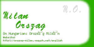 milan orszag business card